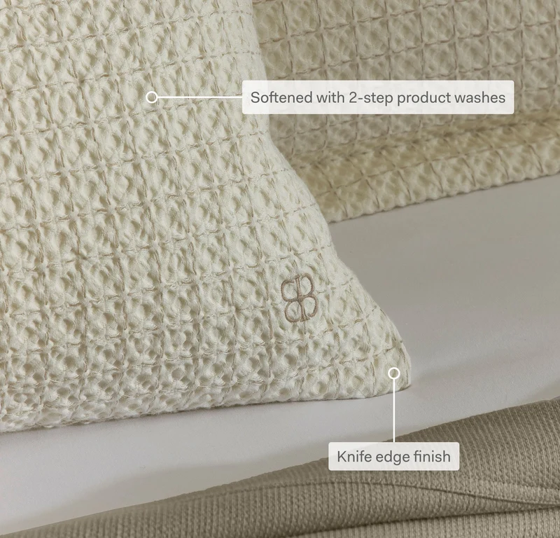 Mosaic Waffle Pillow Cover - White/White