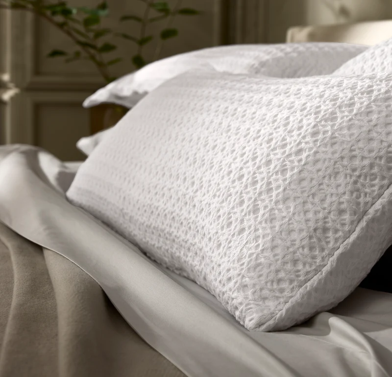 Mosaic Waffle Pillow Cover - White/White