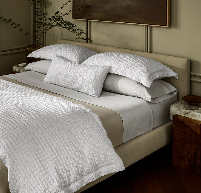 Mosaic Waffle Pillow Cover - White/White