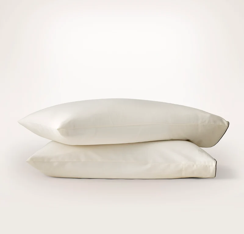 Signature Embellished Pillowcase Set - Cream/Deep Walnut Piped Edge