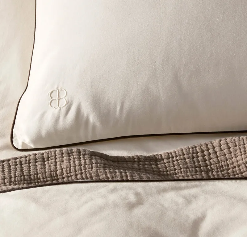 Signature Embellished Duvet Set - Cream/Deep Walnut Piped Edge