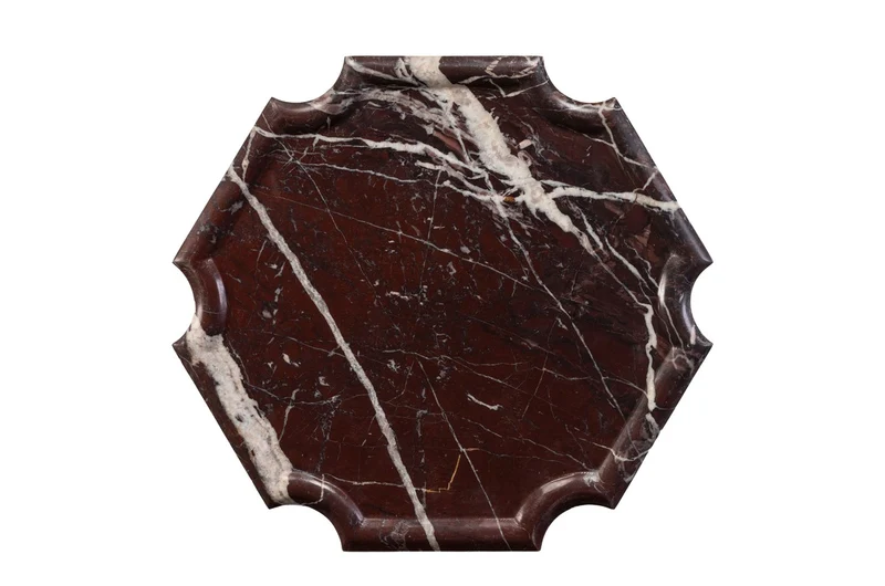 Casa Padrino Luxus Marmor Tablett Weinrot 30,5 x 30,5 x H. 2 cm - Flaches quadratisches Tablett aus hochwertigem Rosso Levanto Marmor - Luxus Deko Accessoires
