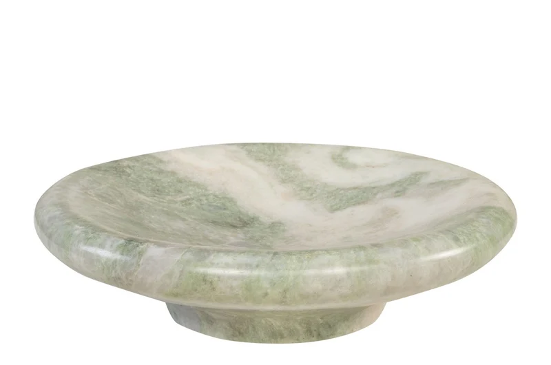 Casa Padrino Luxus Marmor Schale Grün 30 x 30 x H. 8,5 cm - Große runde Schale mit sanft gerundeter Wandung aus hochwertigem Indian Green Onyx - Luxus Deko Accessoires