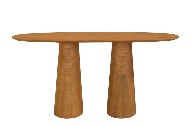 Casa Padrino Luxus Konsole Braun 160 x 40 x H. 80 cm - Massivholz Konsolentisch im warmen Bernsteinton mit skulptural gestalteter Front - Luxus Möbel