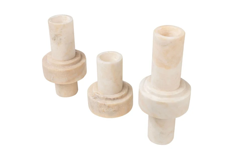 Casa Padrino Luxus Vasen 3er Set Ø 13 x H. 20 / 25 / 31 cm - Drei Vasen aus hochwertigem mattem Onyx - Luxus Deko Accessoires