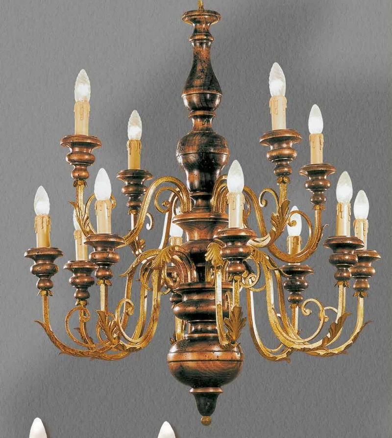 Casa Padrino Barock Kronleuchter Gold Ø 85 x H. 95 cm 12-flammig - Handgefertigte Leuchte aus Italien - Barock Leuchten