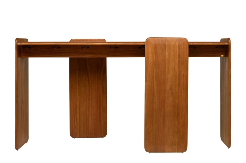 Casa Padrino Luxus Konsole Braun 155 x 50 x H. 80 cm - Massivholz Konsolentisch im warmen Bernsteinton mit weich gerundeten Formen - Luxus Möbel