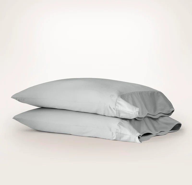 Percale Embellished Pillowcase Set - Shore/Shore Curved Edge