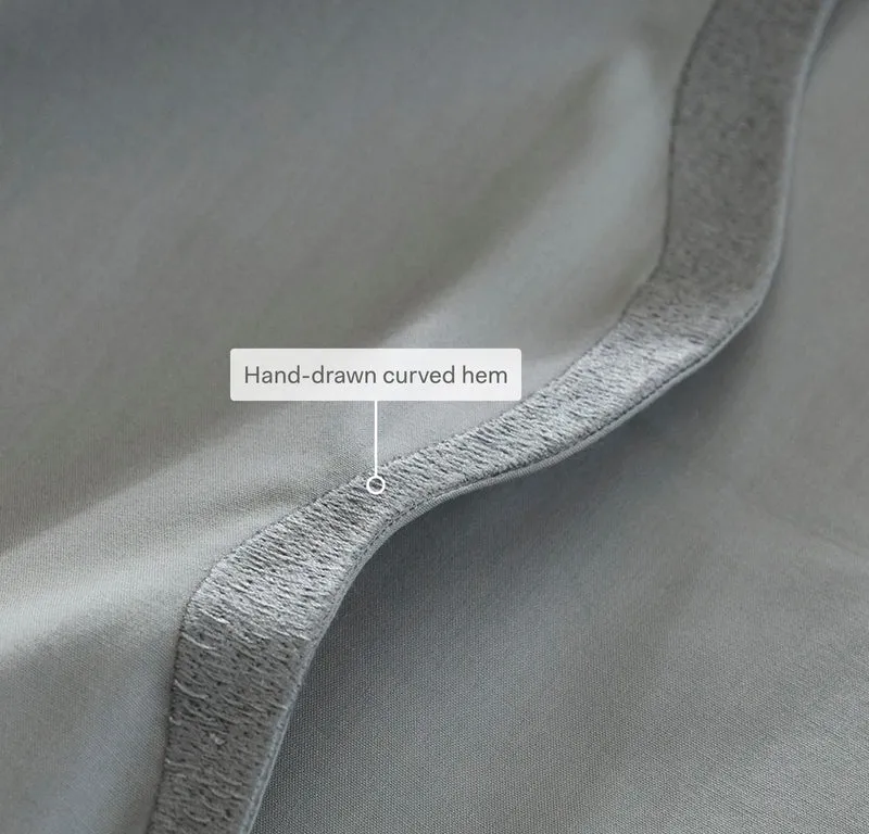 Percale Embellished Sheet Set - Cream/Sand Curved Edge