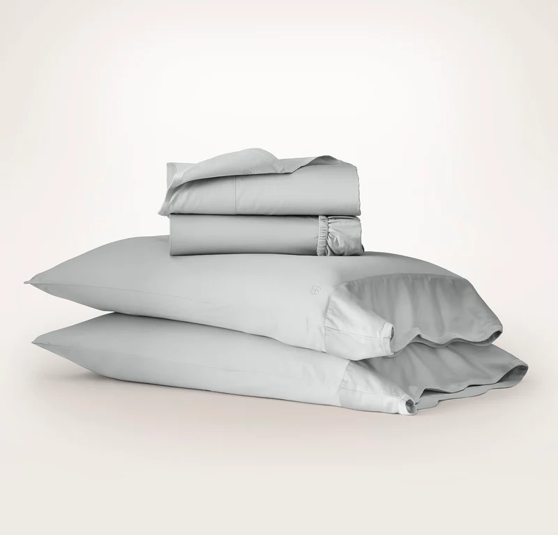 Percale Embellished Sheet Set - Shore/Shore Curved Edge