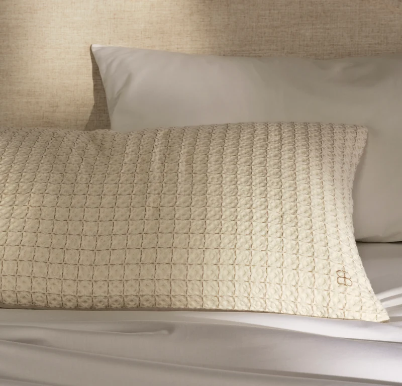 Mosaic Waffle Comforter Sham Set - Cream/Oak