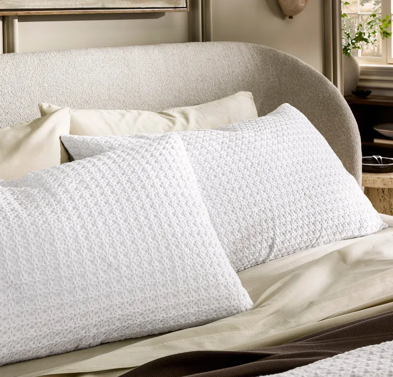 Mosaic Waffle Comforter Sham Set - White/White