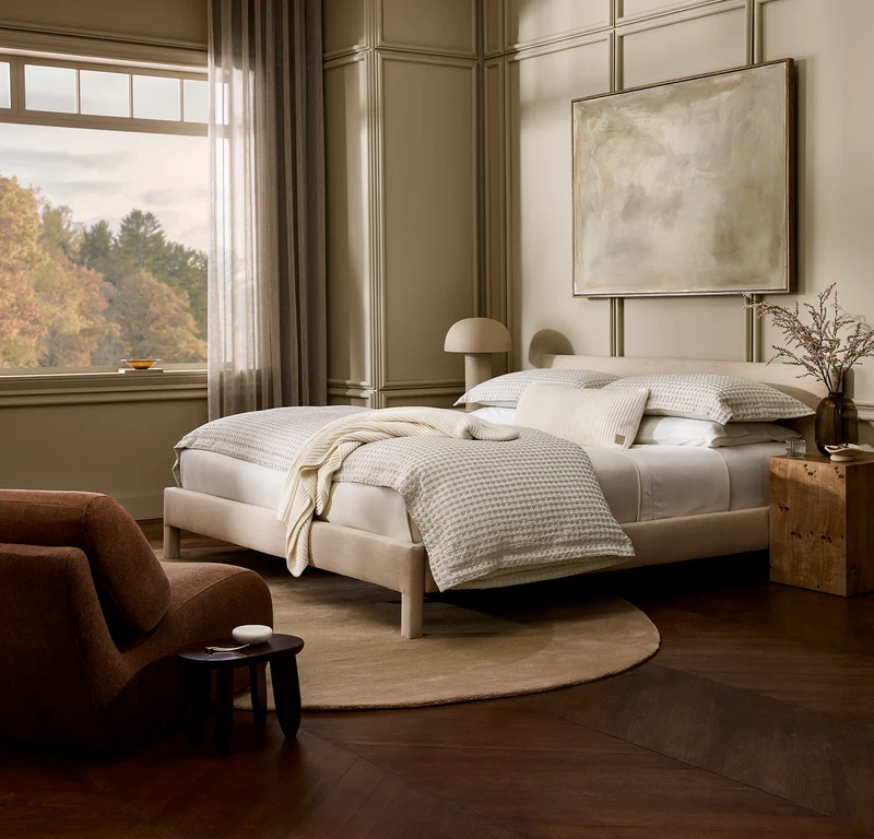 Mosaic Waffle Duvet Cover - Mist/Cream/Oak
