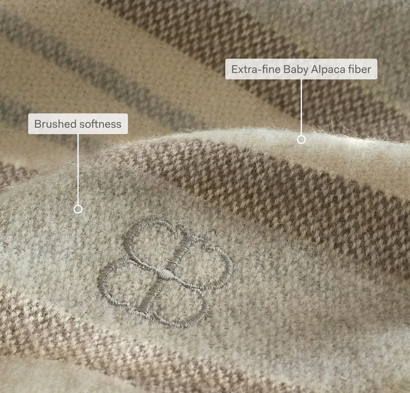 Alpaca Equestrian Stripe Throw Blanket - Cream/Twig/Fog