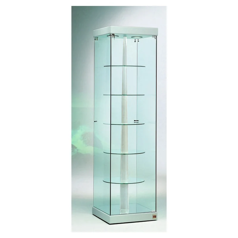 Casa Padrino Luxus Dreh-Ladenvitrine 54 x 53 cm H. 200 cm mit 2 LED-Spots mit Drehböden - Ladeneinrichtung - Boutique Möbel - Made in Italy