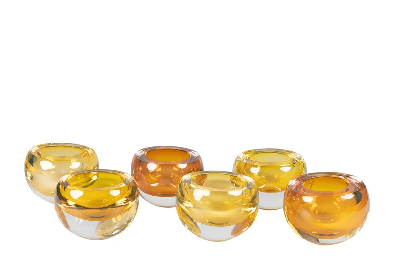 Casa Padrino Luxus Schale Bernsteinfarben Ø 13 x H. 9,5 cm - Kleine Schale aus massivem Kristallglas - Luxus Deko Accessoires