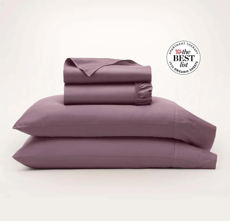 Percale Hemmed Sheet Set - Plum