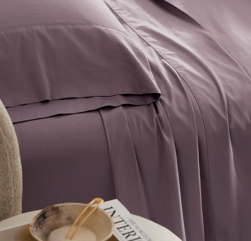 Percale Hemmed Pillowcase Set - Plum