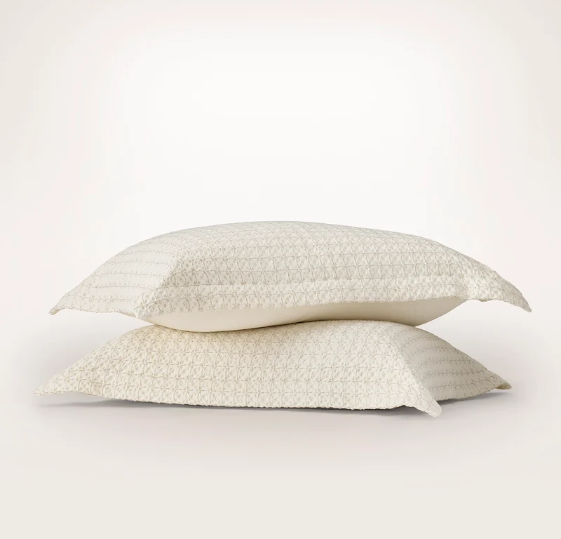 Mosaic Waffle Duvet Sham Set - Cream/Oak