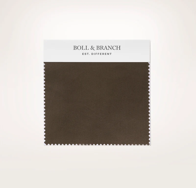 Percale Hemmed Fabric Swatch - Deep Walnut