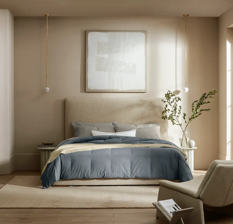 Percale Quilted Down Alternative Comforter - Bluestone