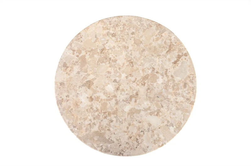 Casa Padrino Luxus Marmor Beistelltisch Cremefarben Ø 42 x H. 54 cm - Runder Beistelltisch mit Dreibein Fuß aus hochwertigem Creme Marmor - Luxus Möbel