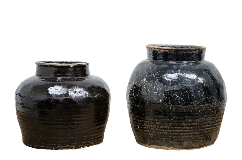 Casa Padrino Luxus Vase Ø 24-33 x H. 24-29 cm - Bauchige Keramik Vase im Antik-Look - Luxus Deko Accessoires