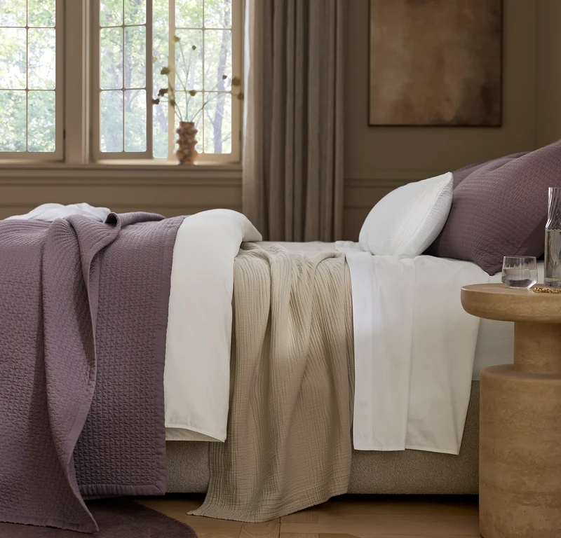 Signature Textured Stitch Quilted Sham - Plum