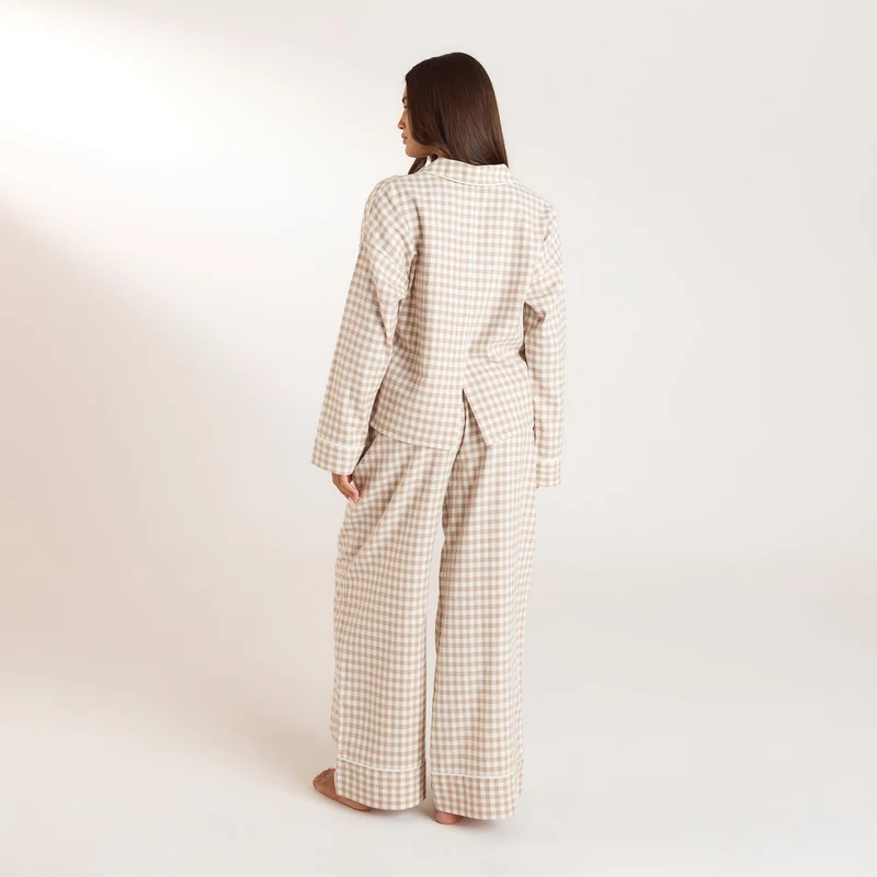 Gingham Pyjama Broek - Beige