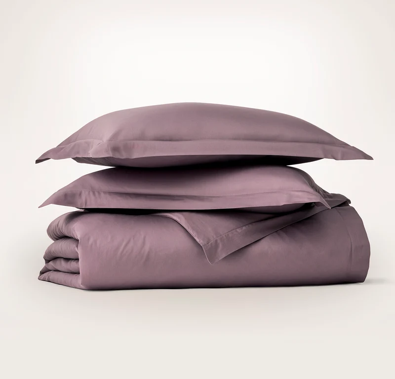 Signature Hemmed Duvet Set - Plum