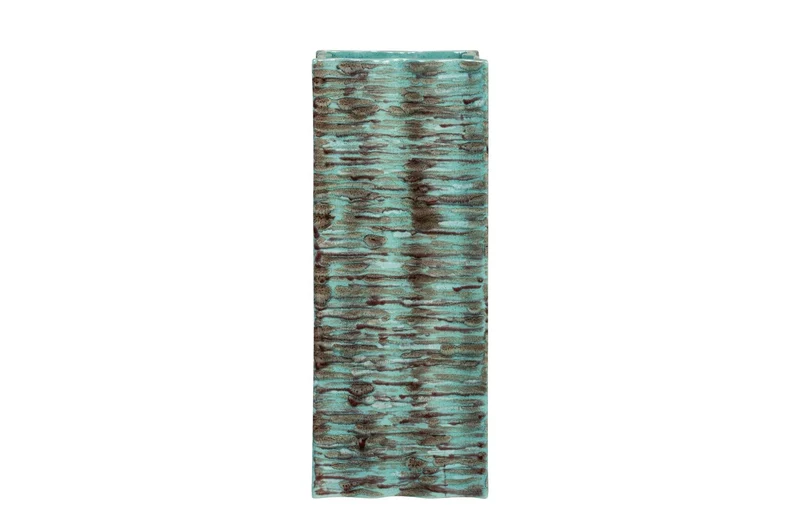 Casa Padrino Luxus Vase Blau 21 x 21 x H. 53 cm - Schlanke hohe Steingut Vase im Rustic Blue Finish - Luxus Deko Accessoires