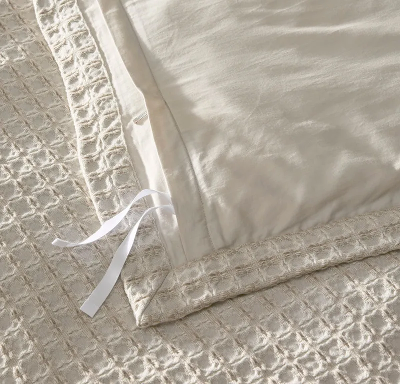 Mosaic Waffle Duvet Cover - Mist/Cream/Oak
