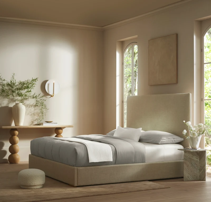 Percale Quilted Down Comforter - Pewter