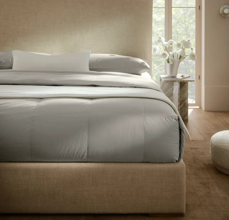 Percale Quilted Down Comforter - Pewter