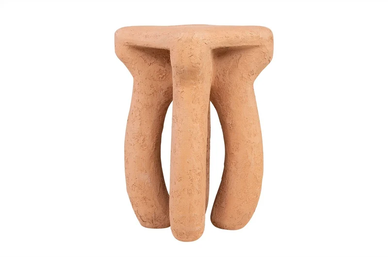 Casa Padrino Luxus Beistelltisch / Hocker Terrakotta 38 x 38 x H. 50 cm - Organisch geformter Beistelltisch aus Fiberglas, auch als Sitzhocker nutzbar - Luxus Möbel