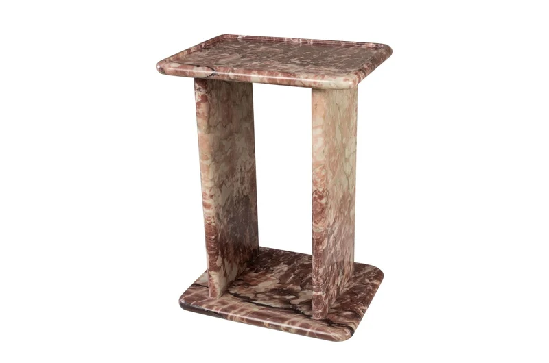 Casa Padrino Luxus Marmor Beistelltisch Rosa 30,5 x 23 x H. 41,5 cm - Schlanker Beistelltisch aus hochwertigem Rosalia Pink Marmor - Luxus Möbel