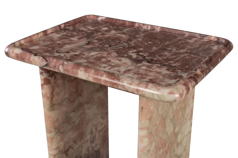 Casa Padrino Luxus Marmor Beistelltisch Rosa 30,5 x 23 x H. 41,5 cm - Schlanker Beistelltisch aus hochwertigem Rosalia Pink Marmor - Luxus Möbel