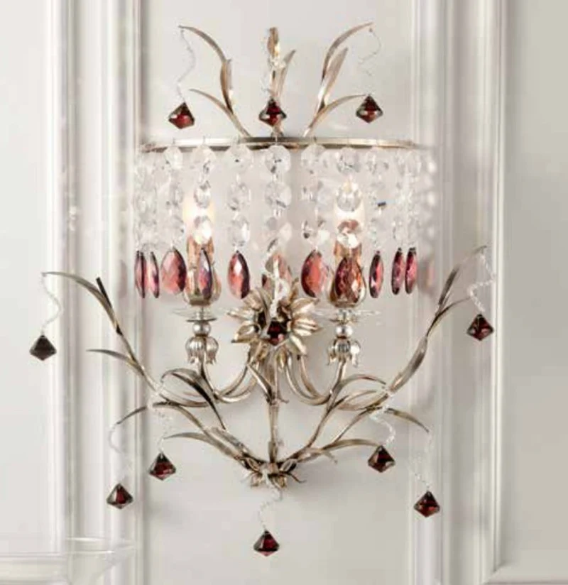 Casa Padrino Barock Wandleuchte Silber B. 45 x T. 55 cm 2-flammig - Handgefertigte Leuchte aus Italien - Barock Leuchten