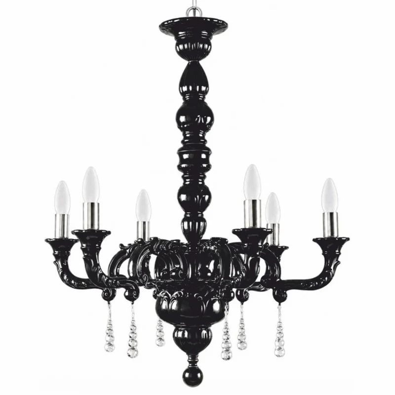 Casa Padrino Luxus Barock Porzellan Kronleuchter Schwarz / Silber Ø 68 x H. 135 cm - Edel & Prunkvoll - Made in Italy