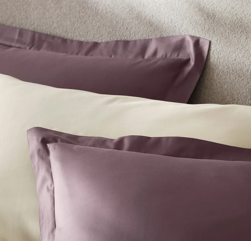 Percale Hemmed Duvet Set - Plum