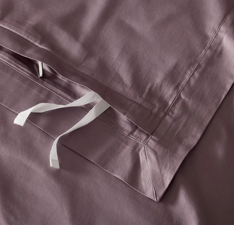Percale Hemmed Duvet Set - Plum