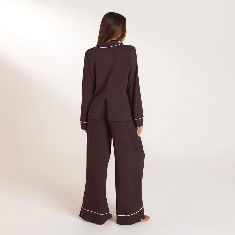 Modal Pyjama Shirt - Donker Chocoladekleurig