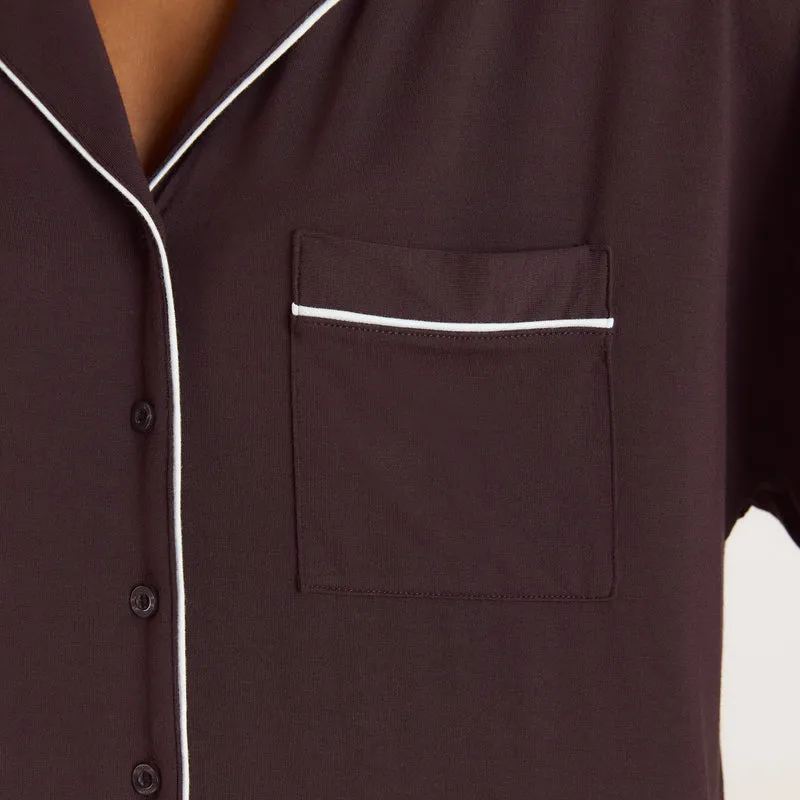 Modal Pyjama Shirt - Donker Chocoladekleurig