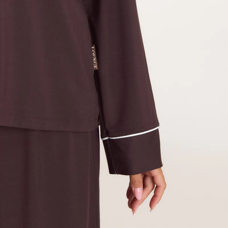 Modal Pyjama Shirt - Donker Chocoladekleurig