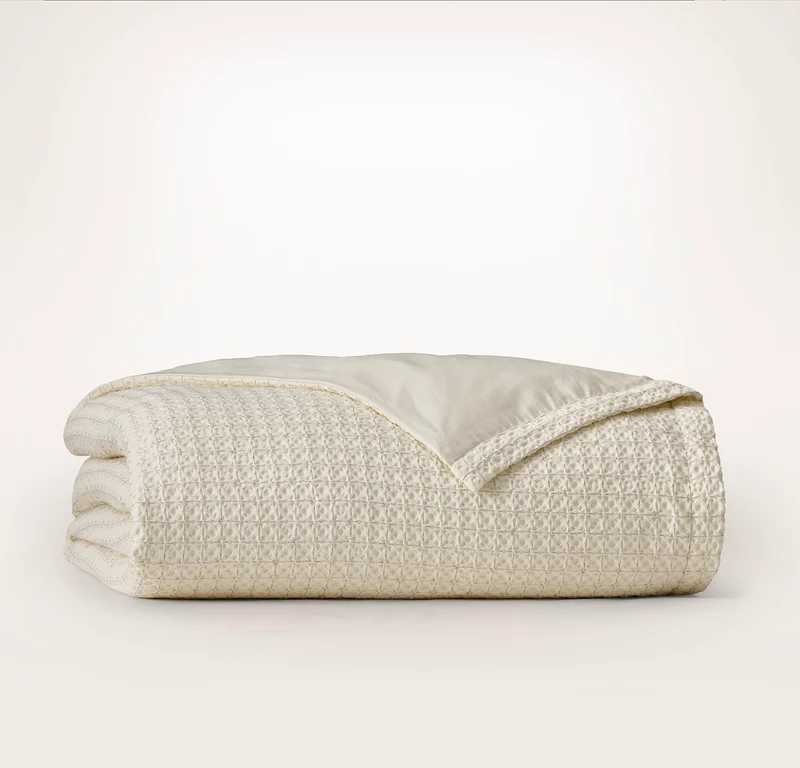 Mosaic Waffle Duvet Cover - Cream/Oak