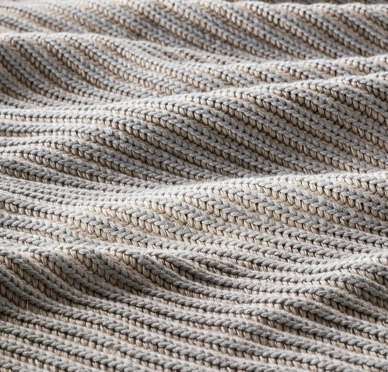 Sunday Knit Throw Blanket - Shore/Heathered Oatmeal