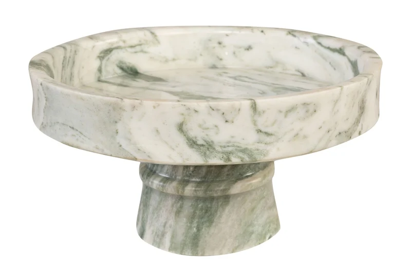 Casa Padrino Luxus Marmor Schale Grün 30 x 30 x H. 15 cm - Weit geöffnete Schale auf rundem Fuß aus hochwertigem Indian Green Onyx - Luxus Deko Accessoires