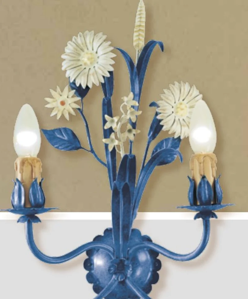 Casa Padrino Barock Wandleuchte Lavendel Mimose B. 30 x T. 38 cm 2-flammig - Handgefertigte Leuchte aus Italien - Barock Leuchten