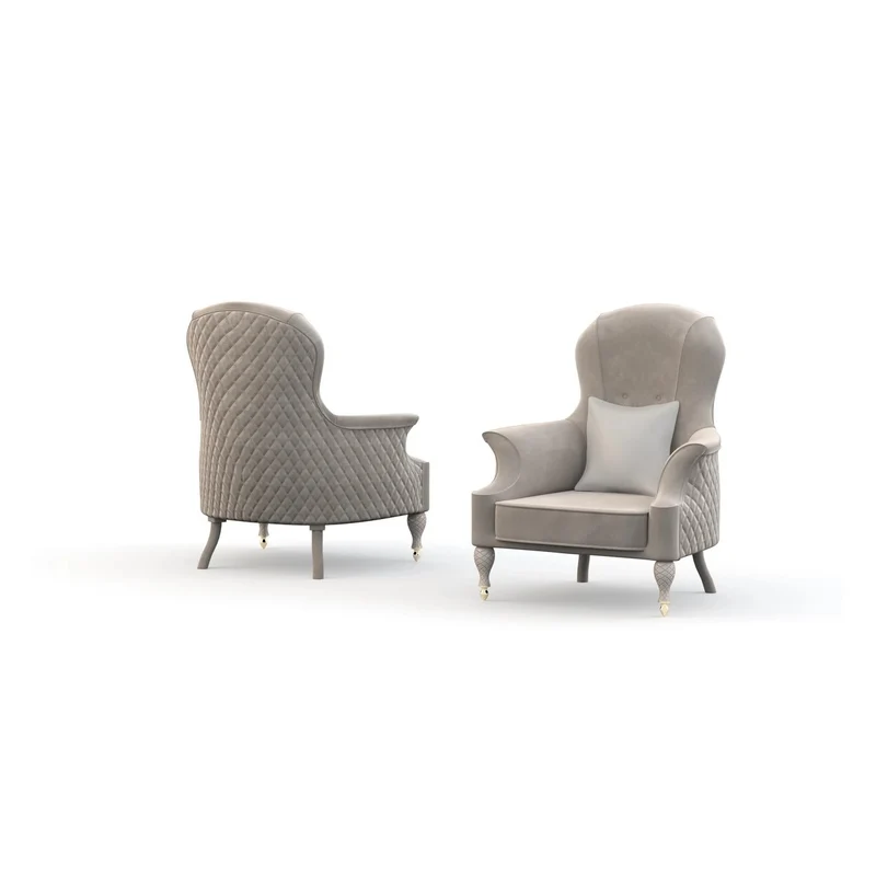 Casa Padrino Luxus Sessel Taupe / Weiß - Hochwertige Verarbeitung - Moderne Wohnzimmer Möbel - Luxus Qualität