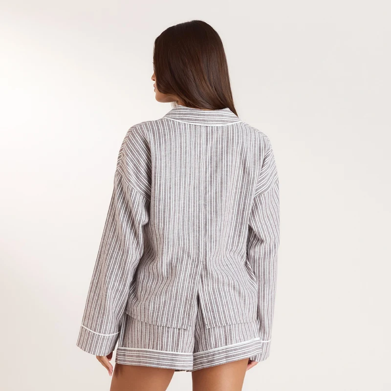 Stripe Pyjama Shirt - Chocolade